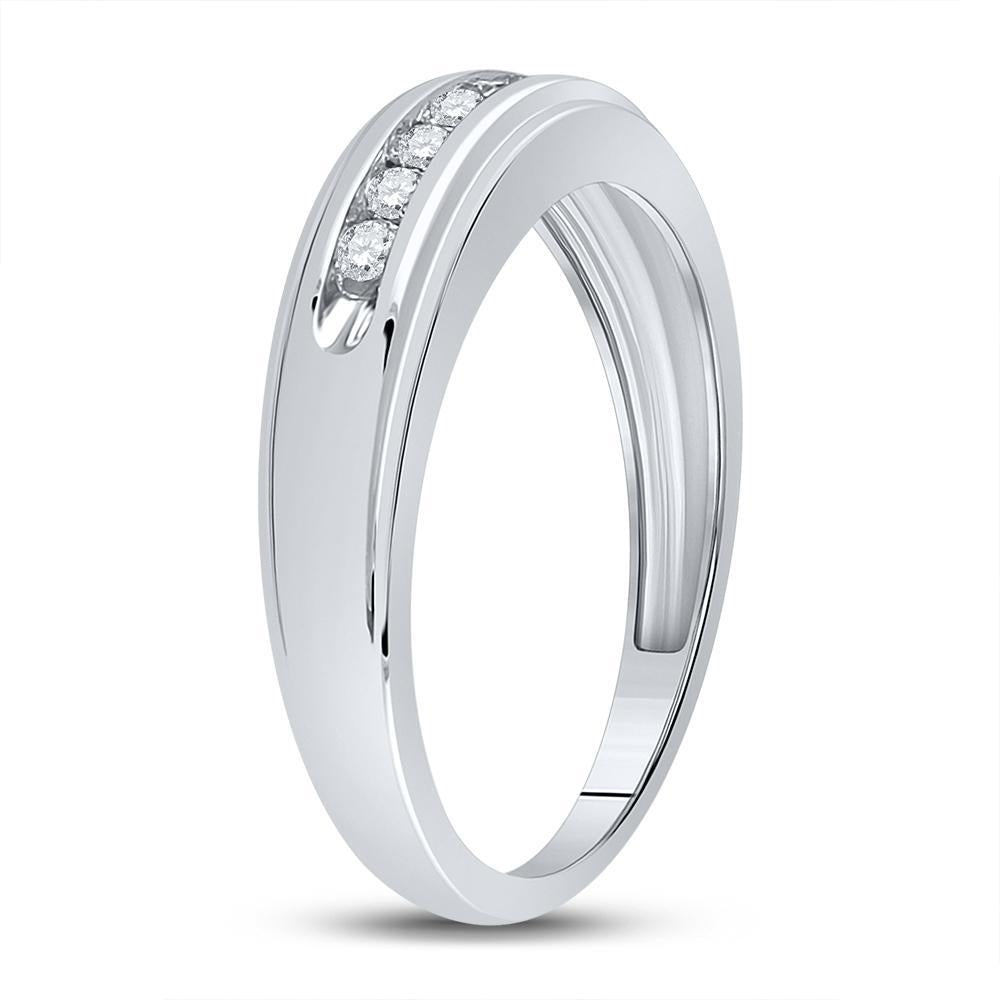 10kt White Gold Mens Round Diamond Wedding Band Ring 1/4 Cttw