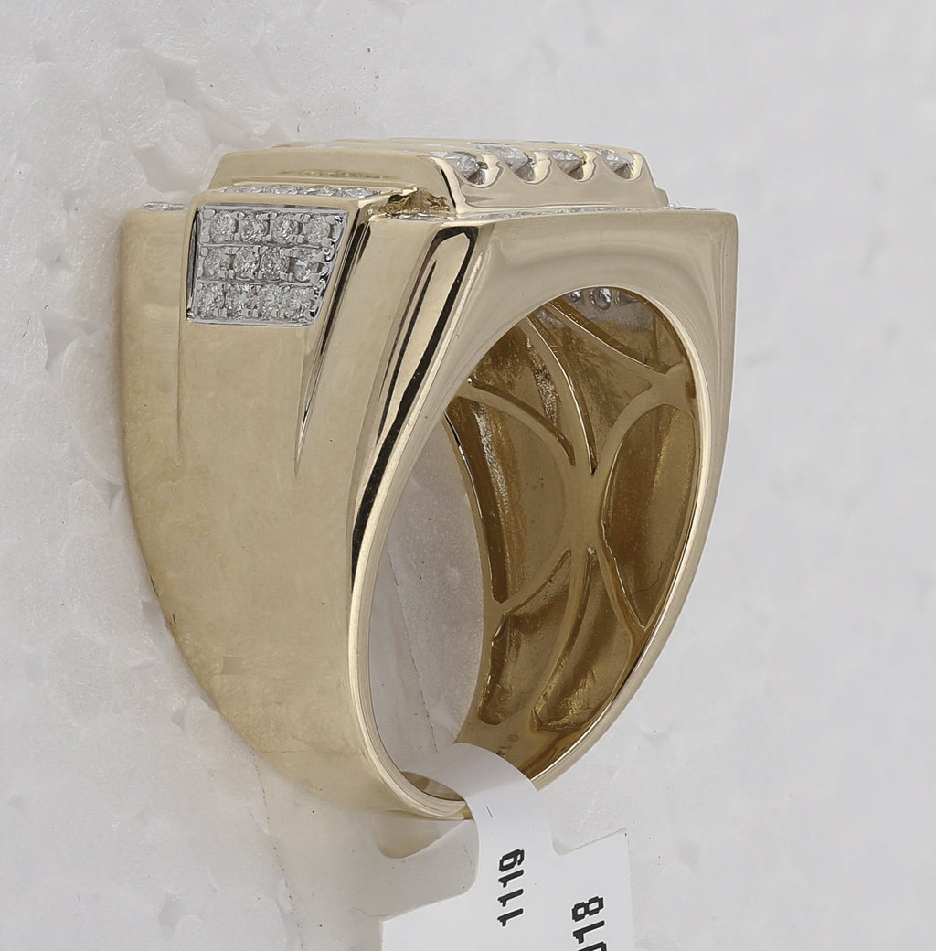 14kt Yellow Gold Mens Round Diamond Square Cluster Ring 2 Cttw