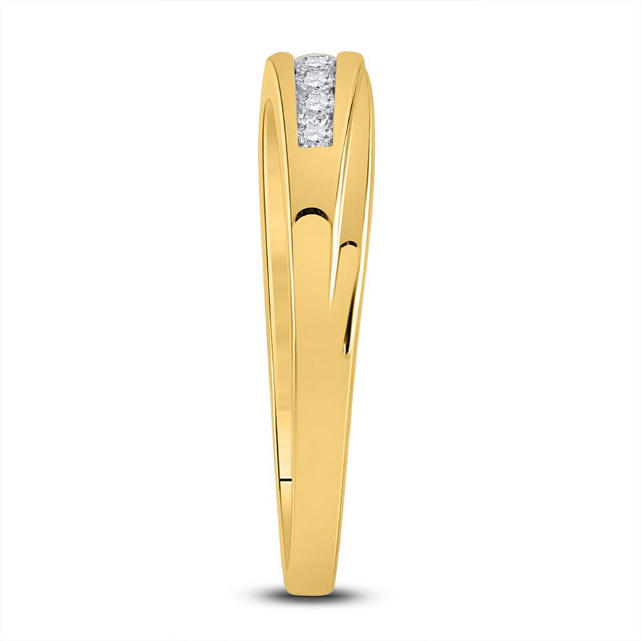 14kt Yellow Gold His Hers Round Diamond Cluster Matching Wedding Set 1/2 Cttw
