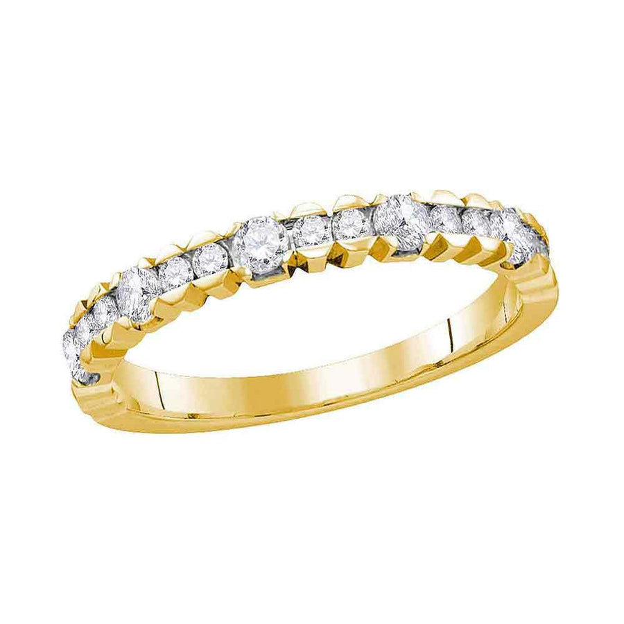 14kt Yellow Gold Womens Round Diamond Single Row Band Ring 1/2 Cttw