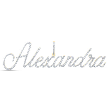 10kt Yellow Gold Womens Round Diamond ALEXANDRIA Name Pendant 1-1/3 Cttw
