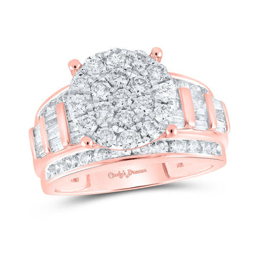 10kt Rose Gold Round Diamond Cluster Bridal Wedding Engagement Ring 2 Cttw