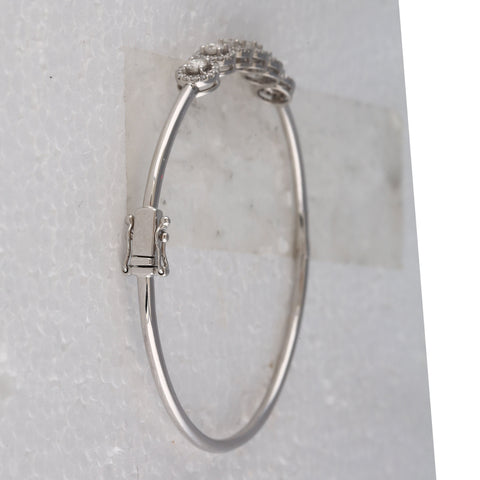 14kt White Gold Womens Round Diamond Halo Bangle Bracelet 1 Cttw