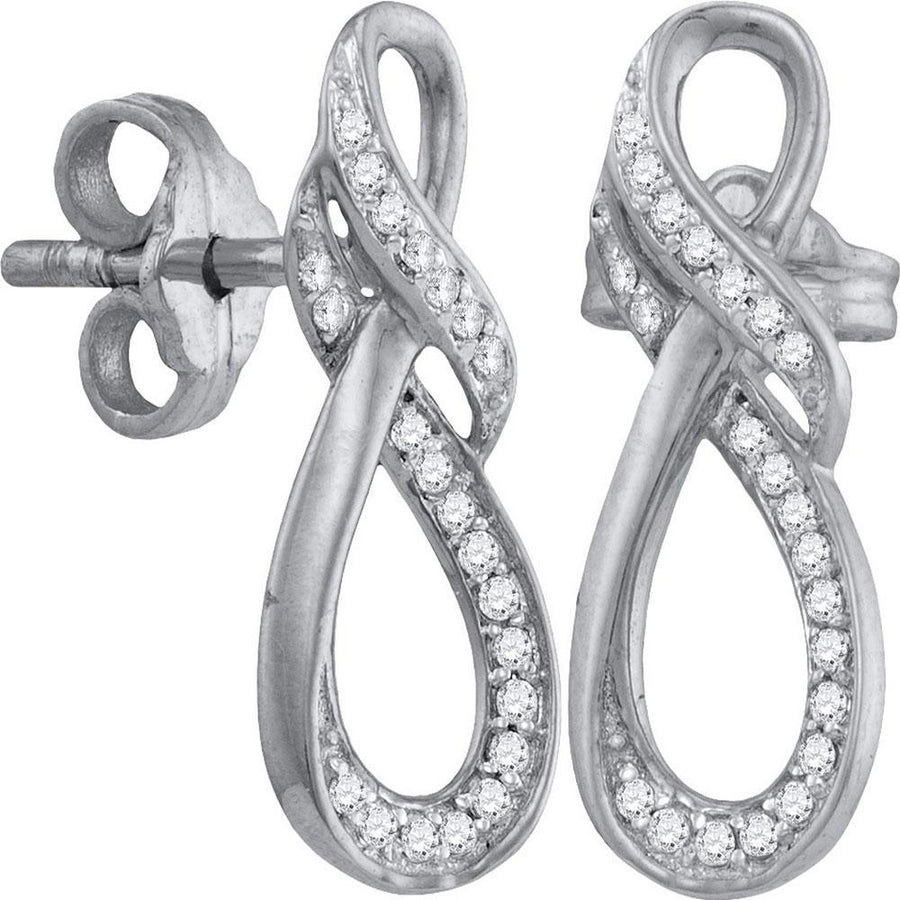 10kt White Gold Womens Round Diamond Fashion Earrings 1/6 Cttw