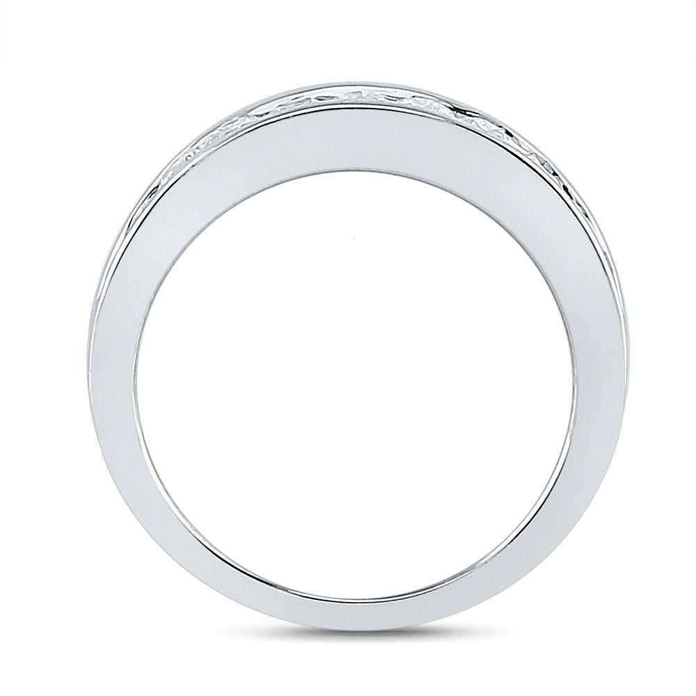 14kt White Gold Princess Diamond Bridal Wedding Ring Band Set 2 Cttw
