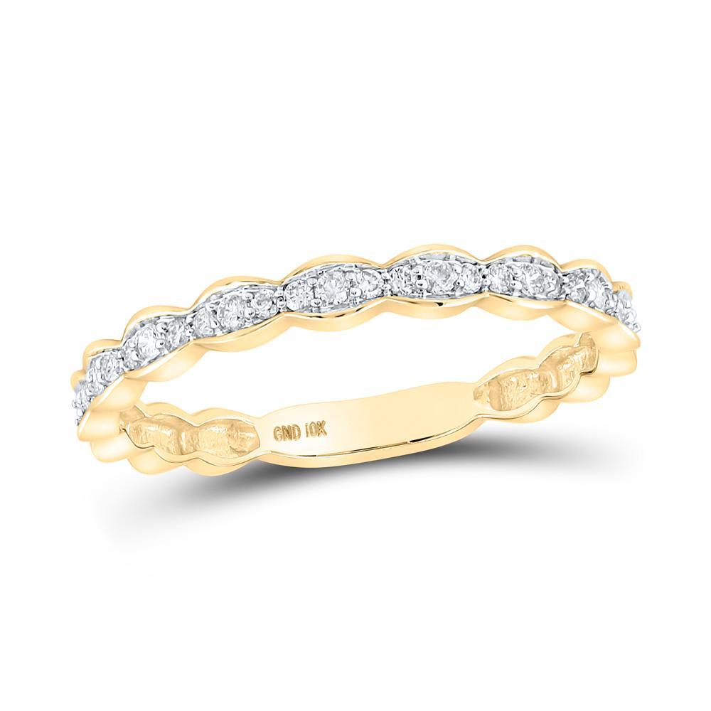 10kt Yellow Gold Womens Round Diamond Stackable Band Ring 1/6 Cttw