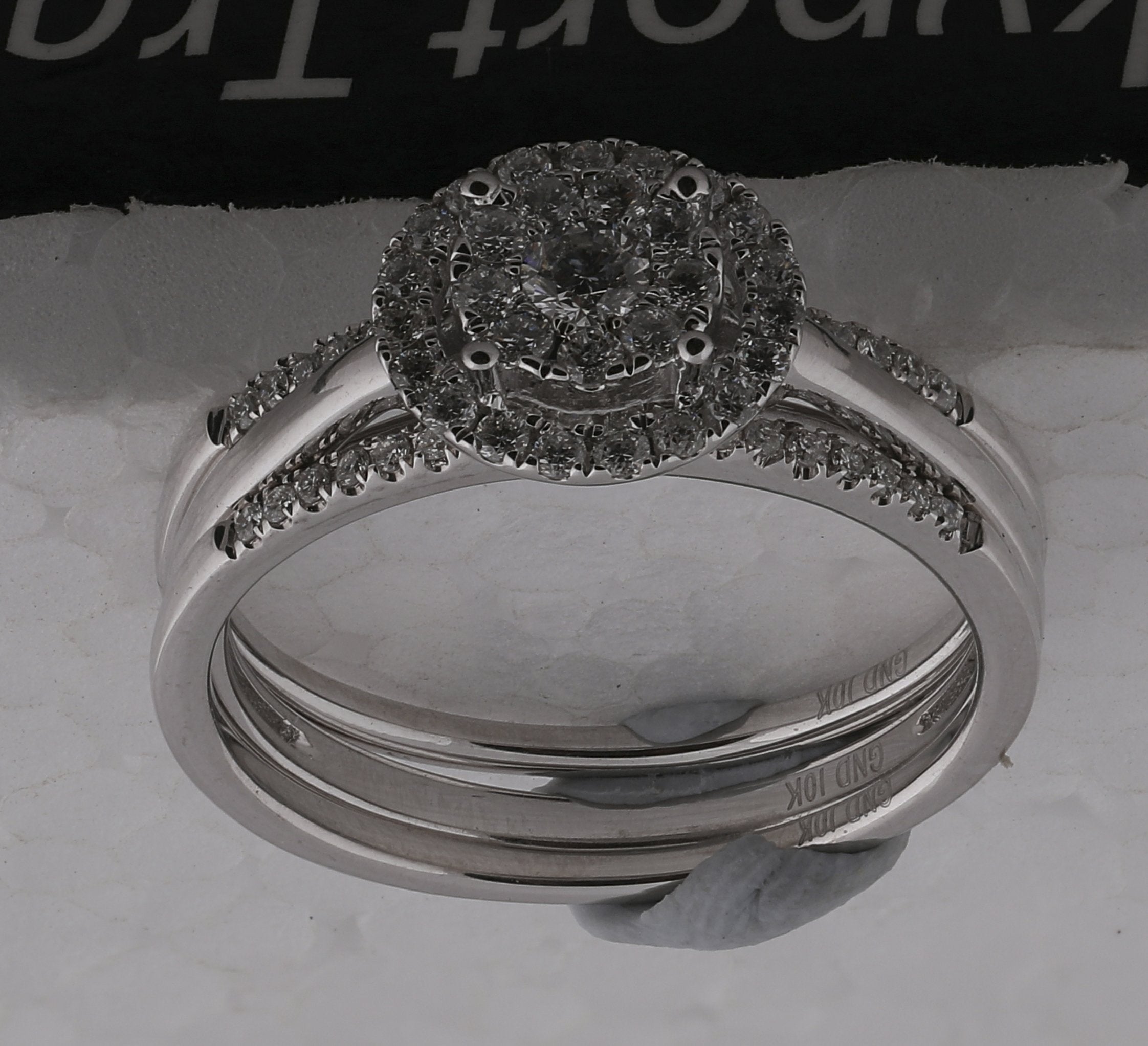 14kt White Gold Round Diamond Bridal Wedding Ring Band Set 1/2 Cttw