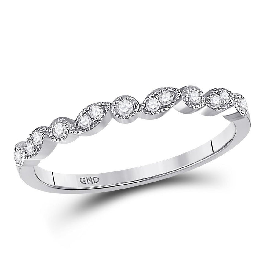 10kt White Gold Womens Round Diamond Stackable Band Ring 1/10 Cttw