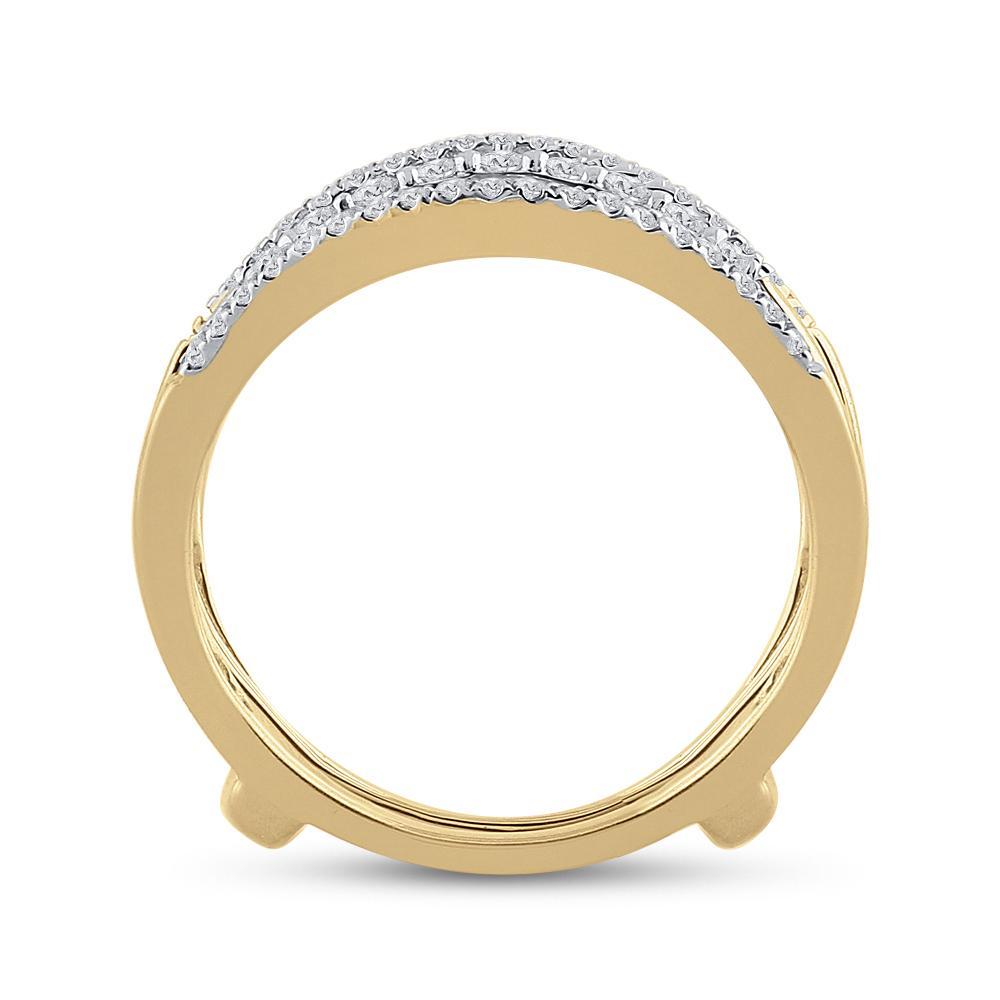 14kt Yellow Gold Womens Round Diamond Wedding Wrap Ring Guard Enhancer 1/2 Cttw
