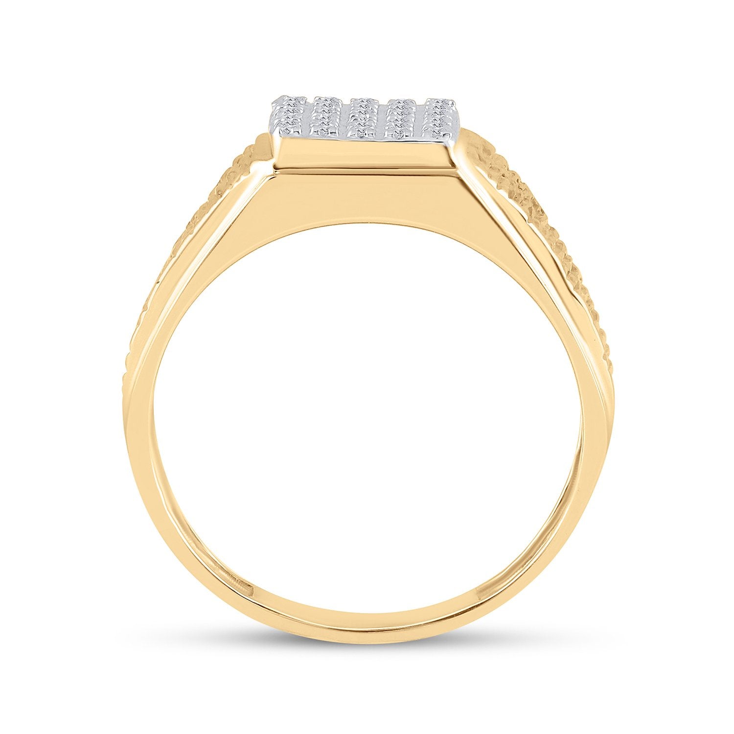 10kt Yellow Gold Mens Round Diamond Square Cluster Ring 1/8 Cttw