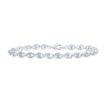 Sterling Silver Womens Round Diamond Fashion Bracelet .03 Cttw