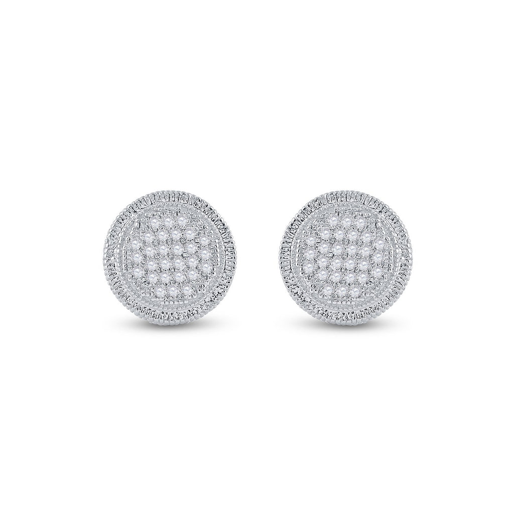 Sterling Silver Round Diamond Disk Circle Earrings 1/6 Cttw