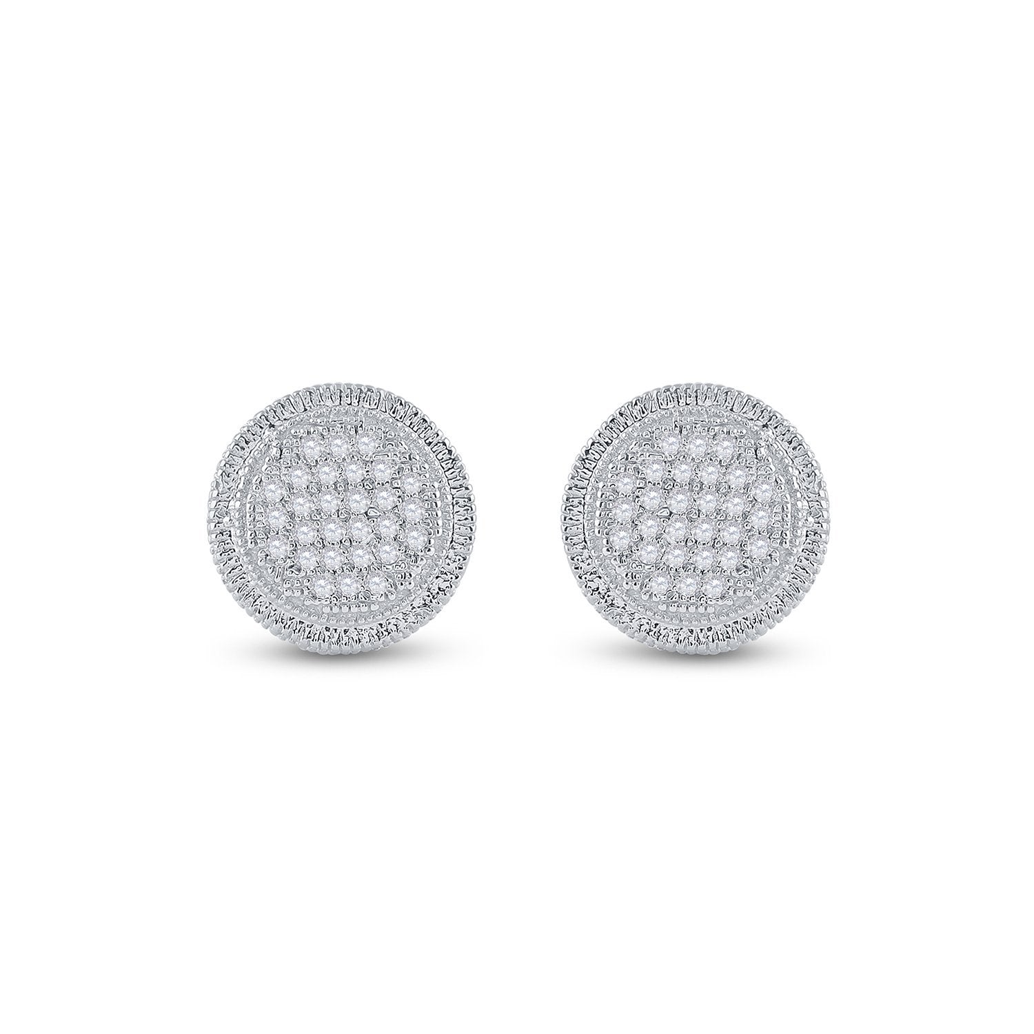 Sterling Silver Round Diamond Disk Circle Earrings 1/6 Cttw