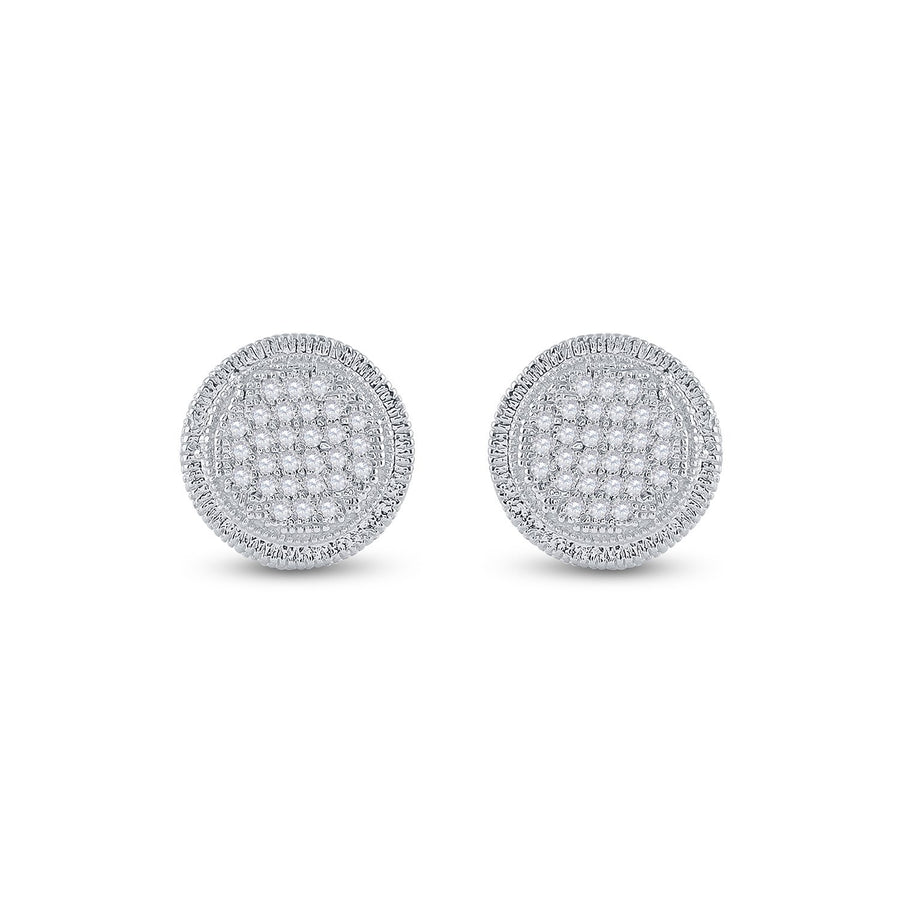 Sterling Silver Round Diamond Disk Circle Earrings 1/6 Cttw