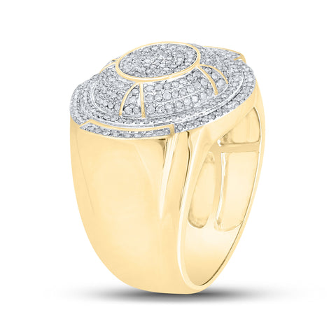 10kt Yellow Gold Mens Round Diamond Circle Ring 3/4 Cttw