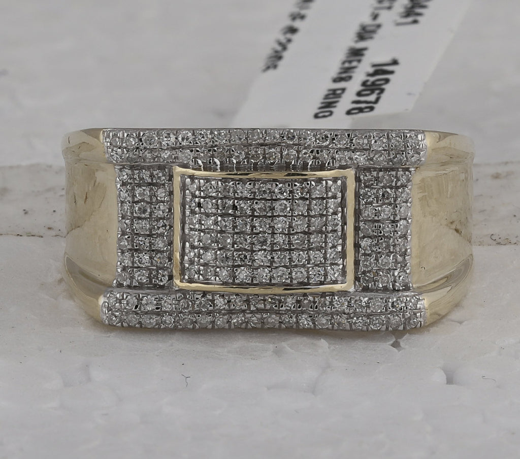 10kt Yellow Gold Mens Round Diamond Cluster Ring 1/2 Cttw