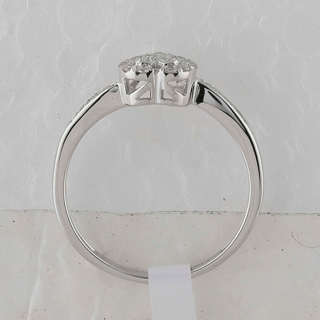 10kt White Gold Womens Round Diamond Heart Ring 1/4 Cttw