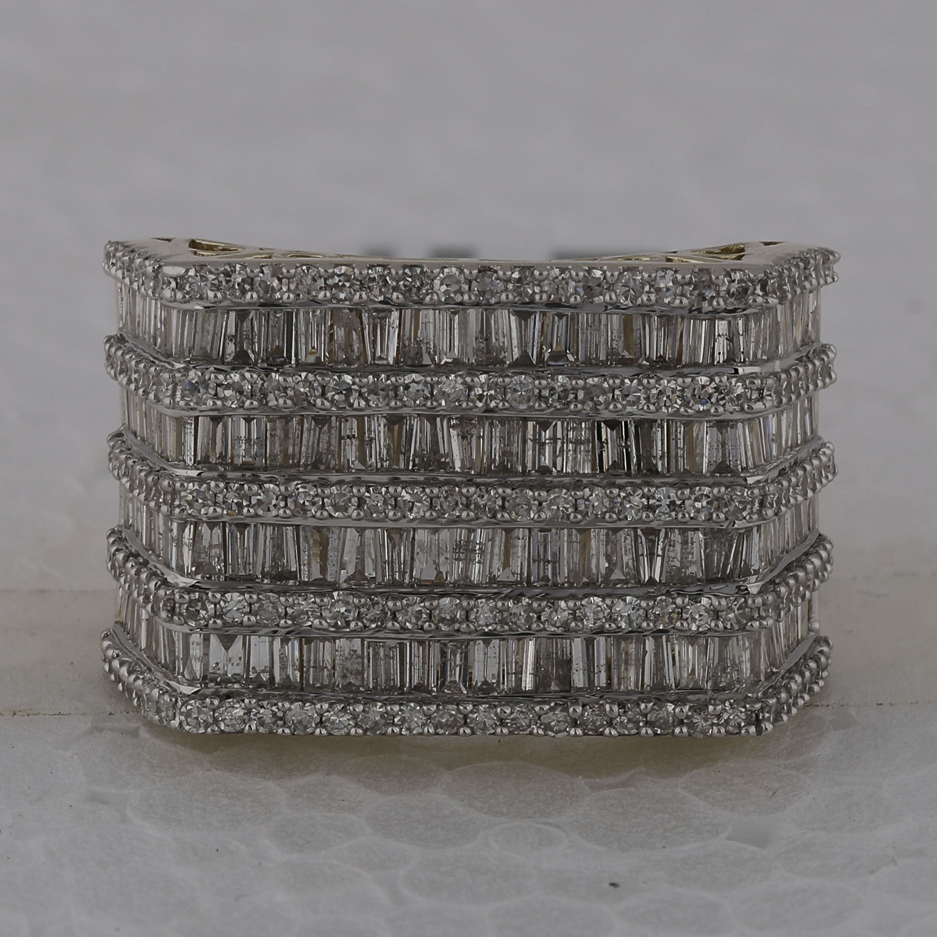 10kt Yellow Gold Mens Baguette Diamond Flat Top Fashion Ring 3 Cttw