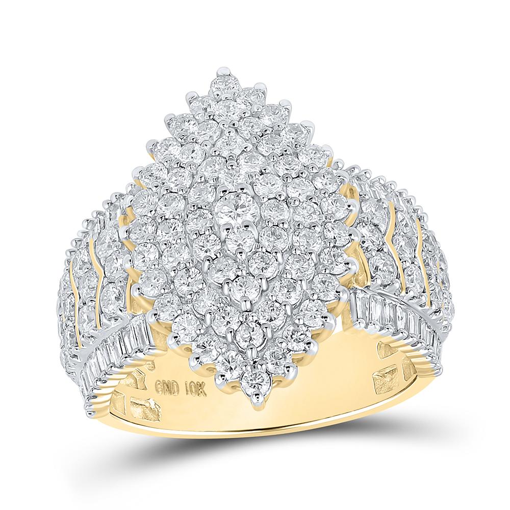 10kt Yellow Gold Womens Round Diamond Oval Cluster Ring 2 Cttw