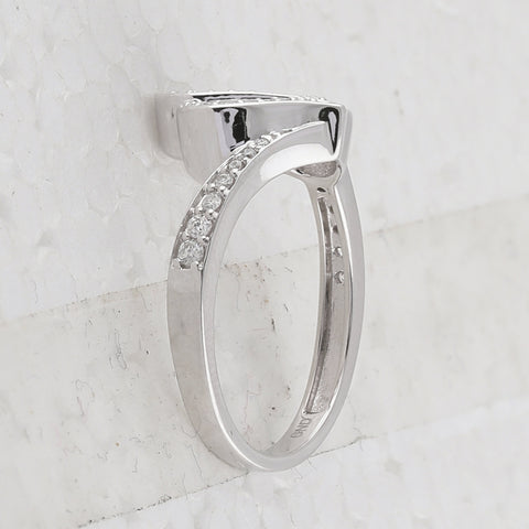 10kt White Gold Womens Round Diamond Heart Ring 1/5 Cttw