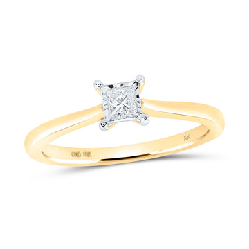 10kt Yellow Gold Womens Princess Diamond Solitaire Ring 1/6 Cttw
