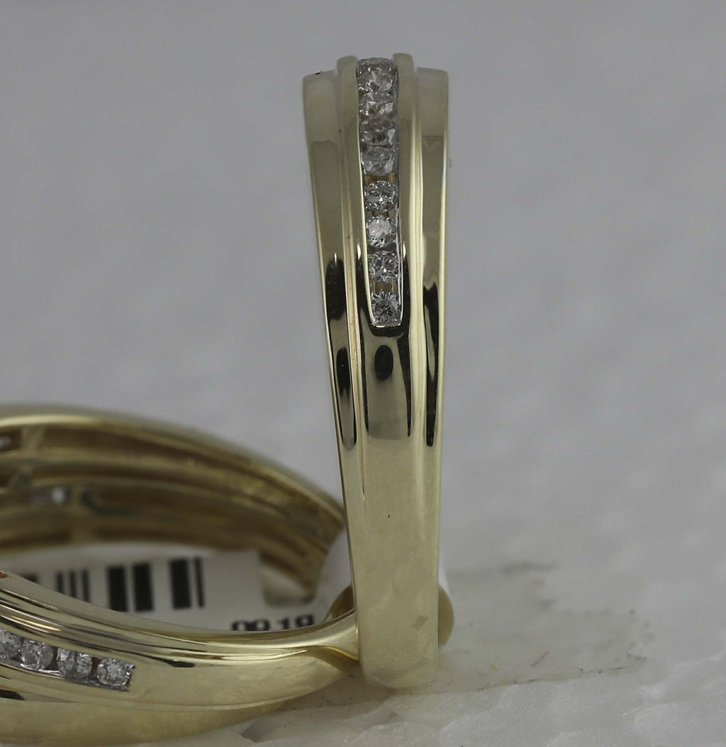10kt Yellow Gold His Hers Round Diamond Halo Matching Wedding Set 7/8 Cttw