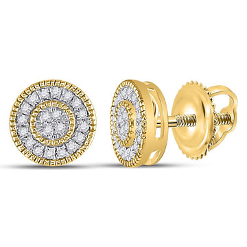 10kt Yellow Gold Round Diamond Circle Earrings 1/8 Cttw