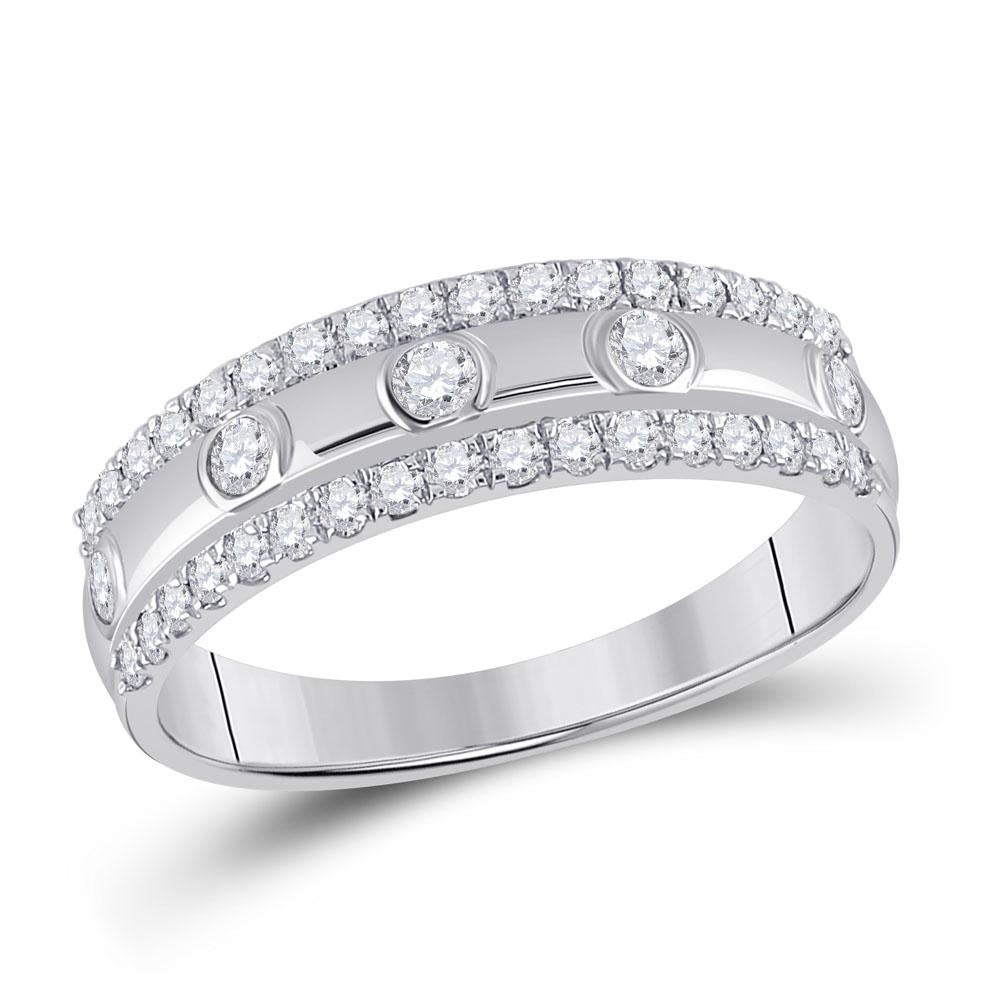 10kt White Gold Womens Round Diamond Anniversary Ring 1/2 Cttw