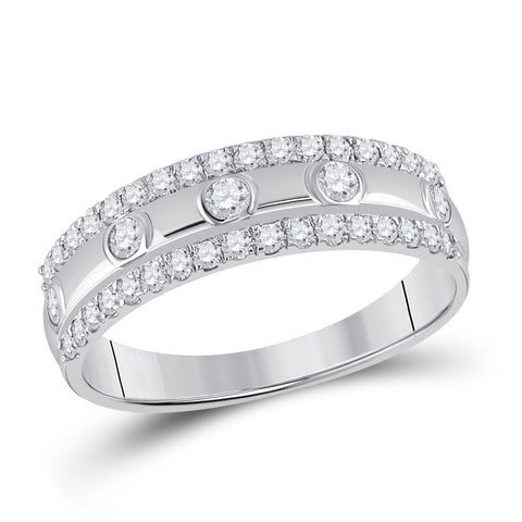 10kt White Gold Womens Round Diamond Anniversary Ring 1/2 Cttw