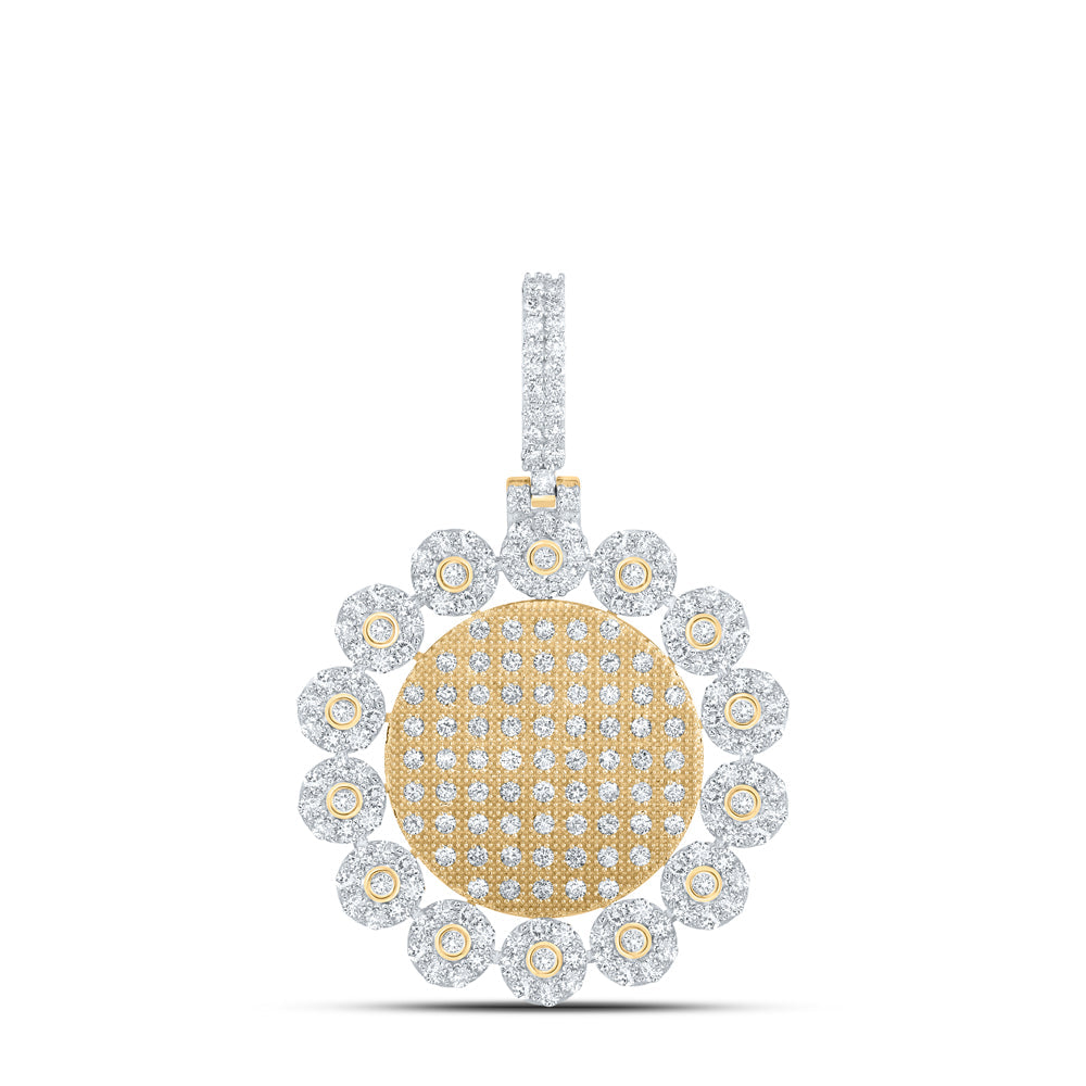 10kt Yellow Gold Mens Round Diamond Circle Charm Pendant 3-1/3 Cttw