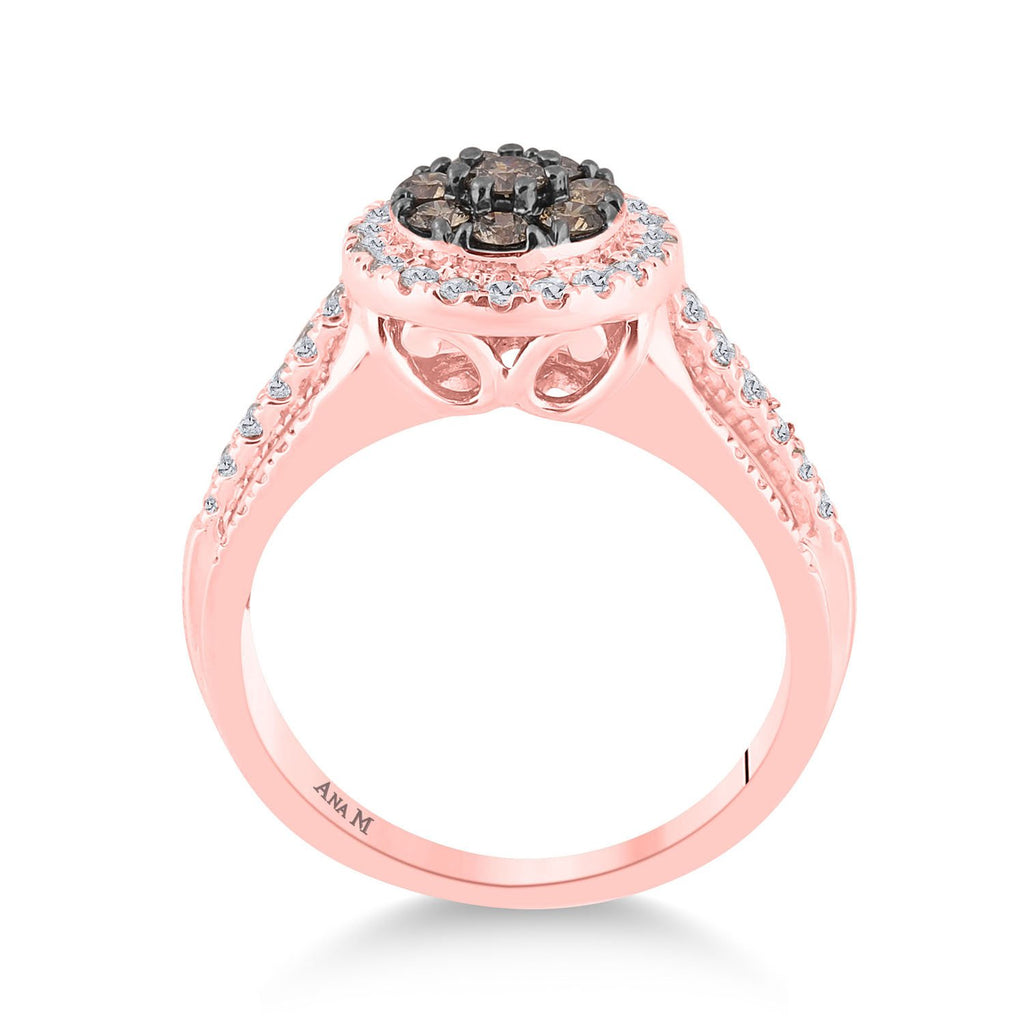 14kt Rose Gold Womens Round Brown Diamond 3-Piece Bridal Wedding Ring Band Set 1 Cttw