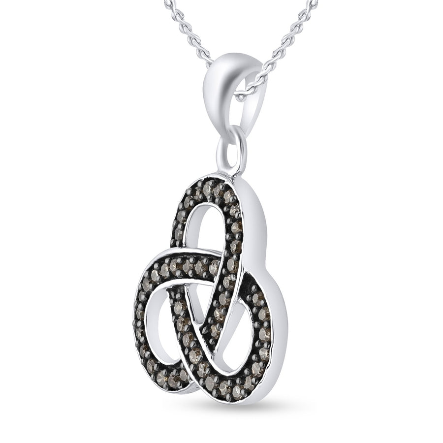 Sterling Silver Womens Round Brown Diamond Trinity Fashion Pendant 1/4 Cttw