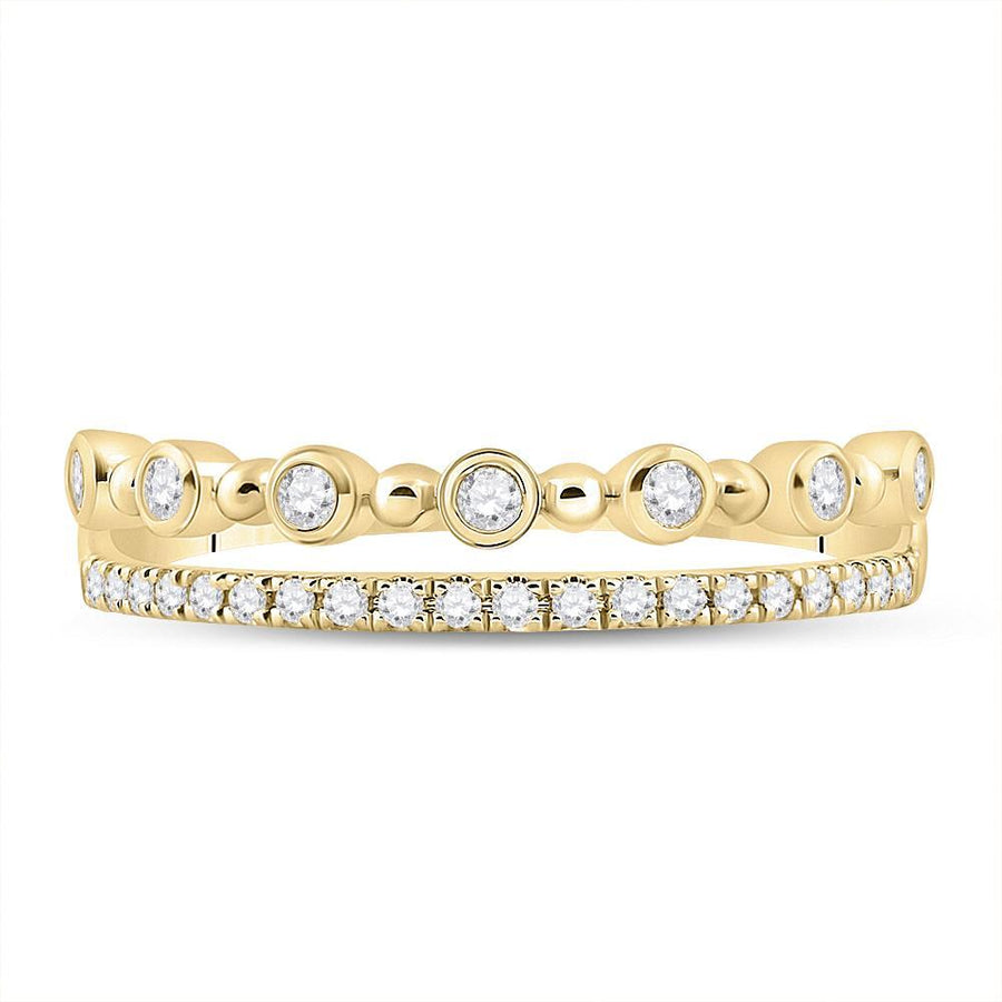 10kt Yellow Gold Womens Round Diamond Band Ring 1/5 Cttw