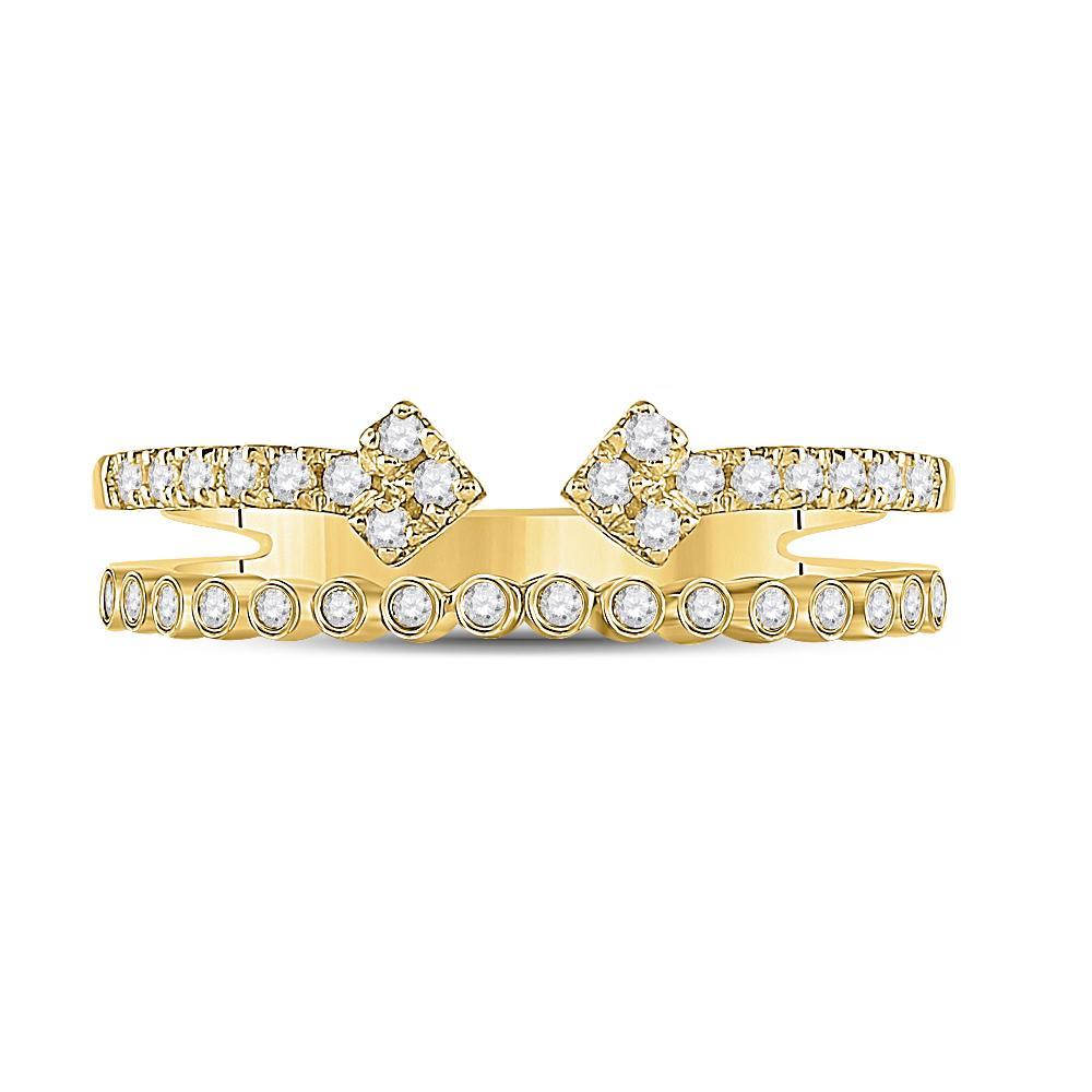 10kt Yellow Gold Womens Round Diamond Bisected Modern Fashion Ring 1/4 Cttw