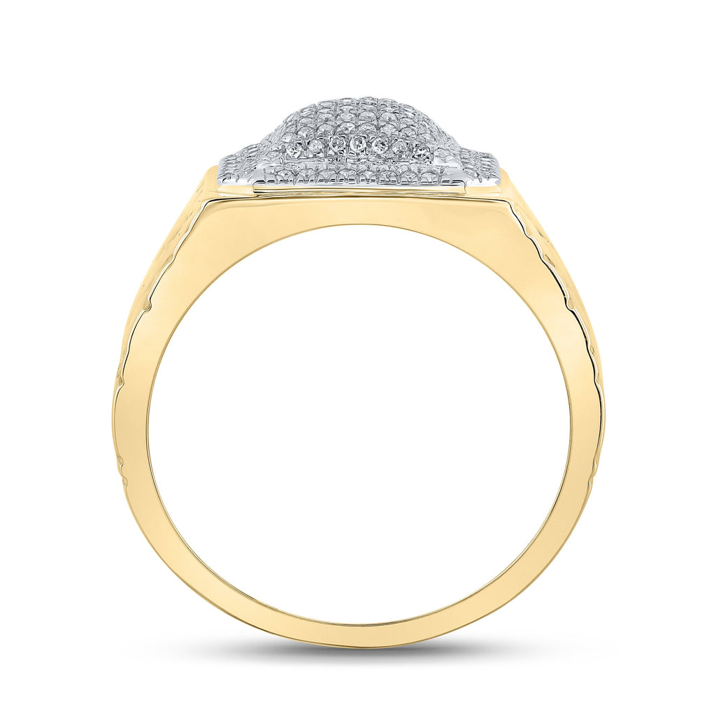 10kt Yellow Gold Mens Round Diamond Cluster Ring 1/2 Cttw