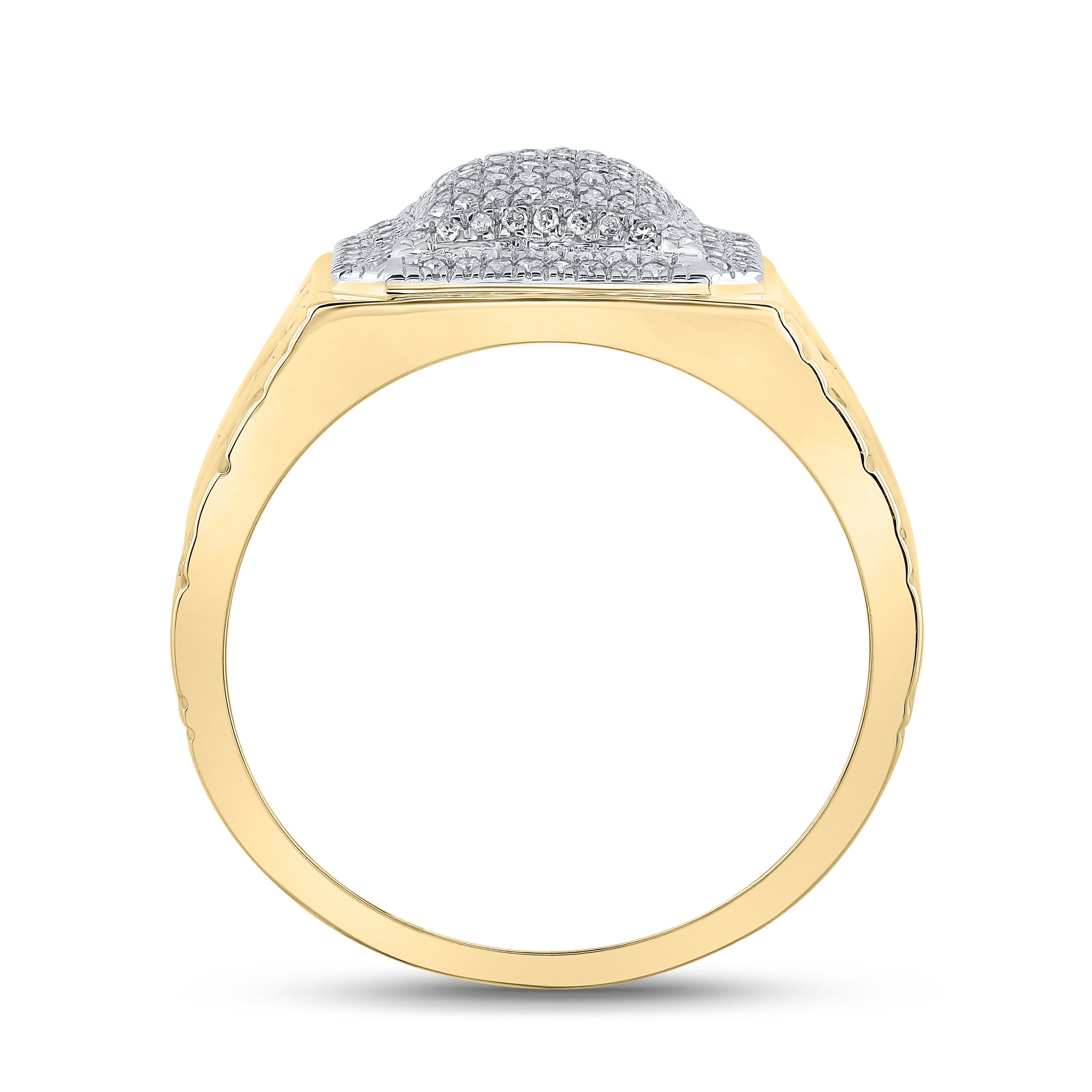 10kt Yellow Gold Mens Round Diamond Cluster Ring 1/2 Cttw