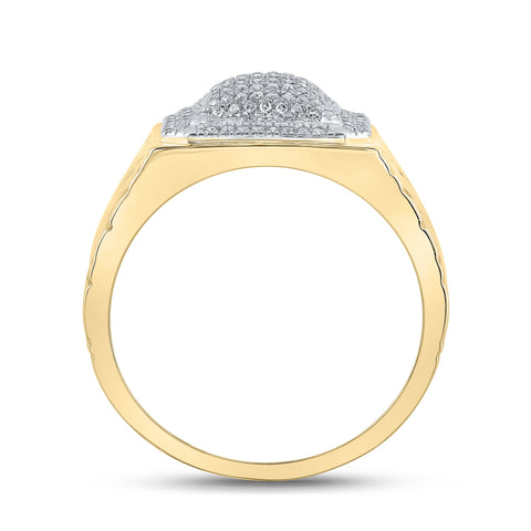 10kt Yellow Gold Mens Round Diamond Cluster Ring 1/2 Cttw