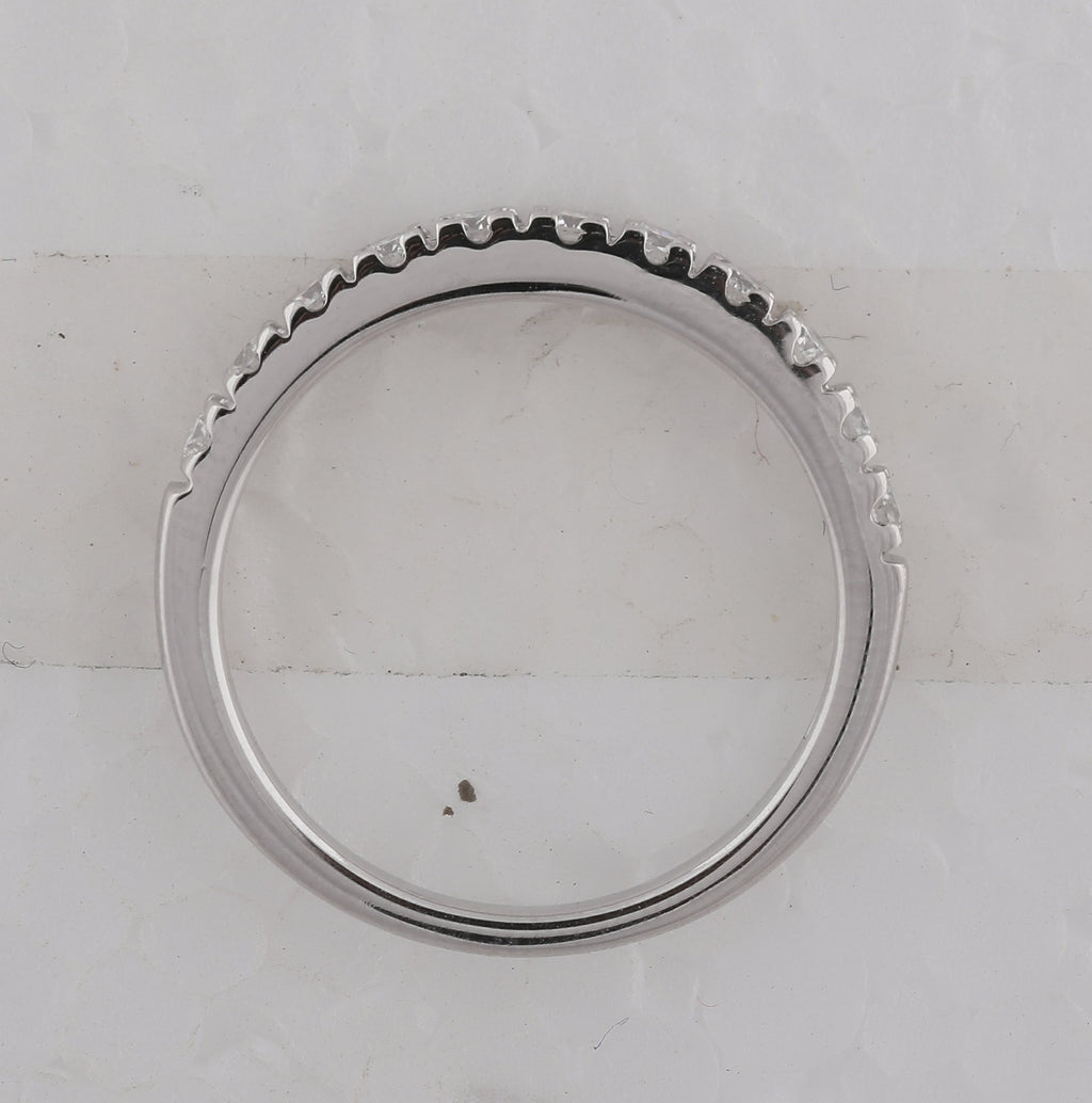 14kt White Gold Womens Round Diamond Slender 3mm Wedding Band 1/3 Cttw