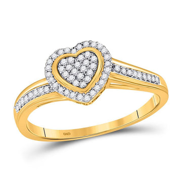 10kt Yellow Gold Womens Round Diamond Heart Ring 1/6 Cttw