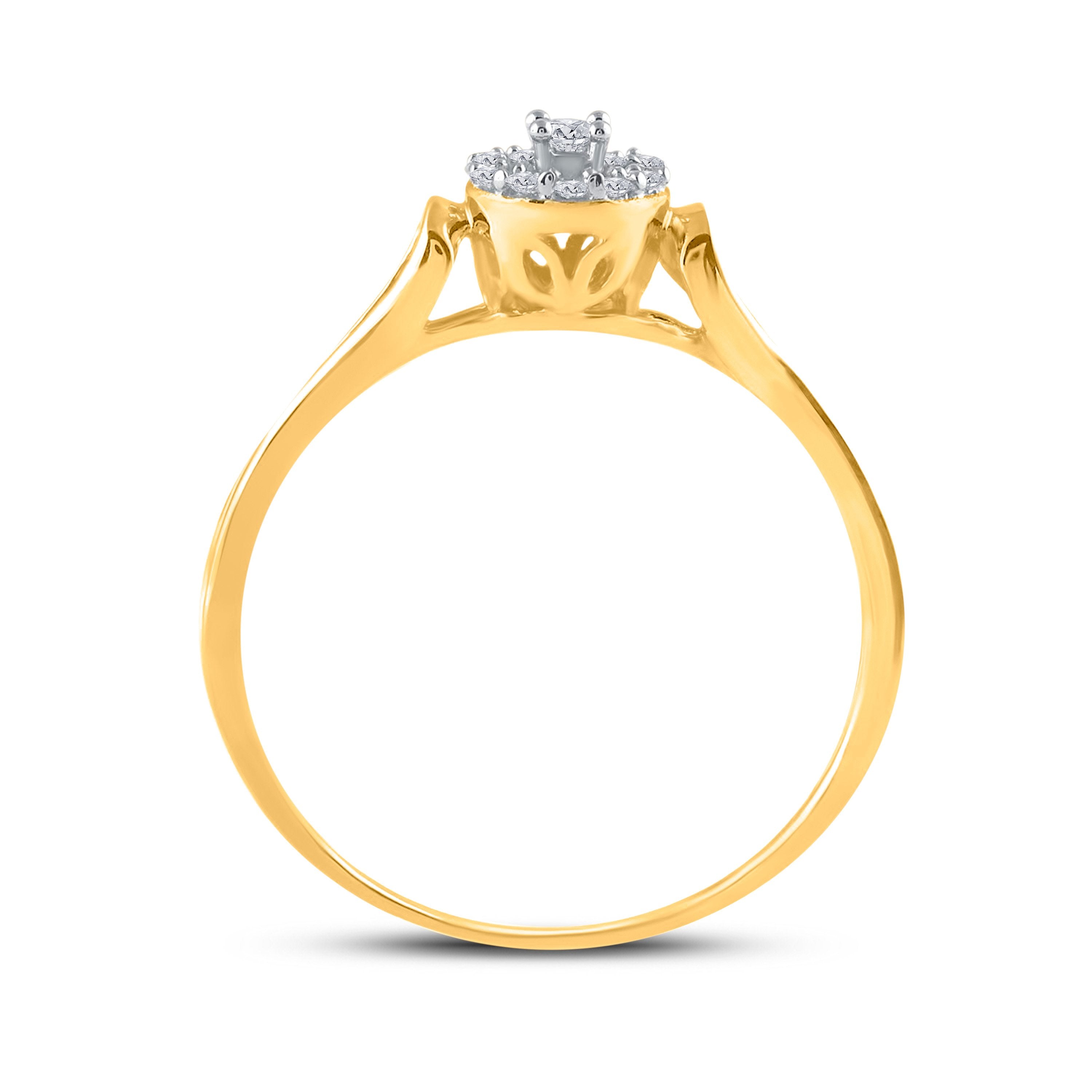 10kt Yellow Gold Womens Round Diamond Solitaire Promise Ring 1/10 Cttw
