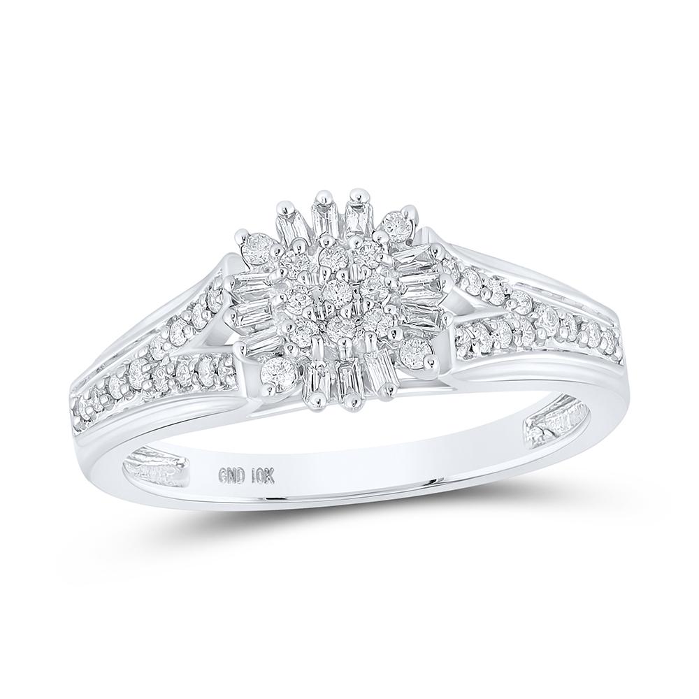 10kt White Gold Womens Round Diamond Cluster Ring 1/4 Cttw