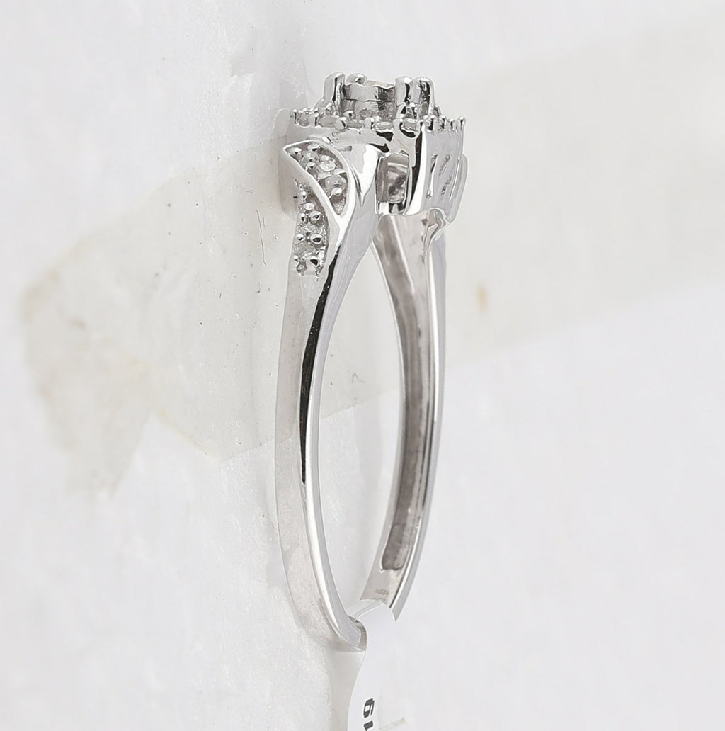 Sterling Silver Womens Round Diamond Square Ring 1/6 Cttw