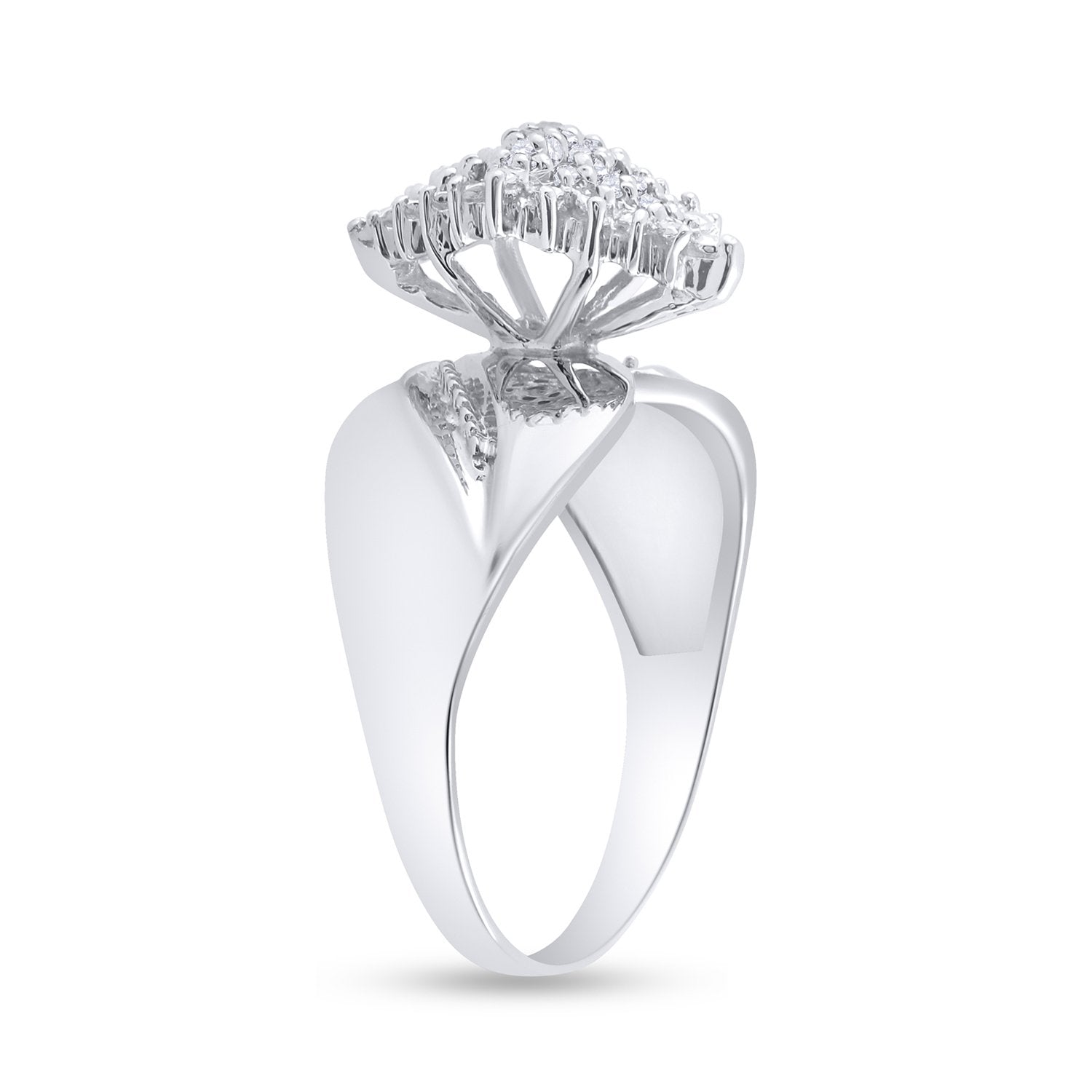 Sterling Silver Womens Round Diamond Cluster Ring 1/8 Cttw