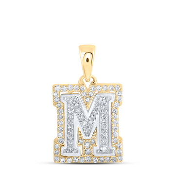 10kt Two-tone Gold Womens Round Diamond M Initial Letter Pendant 1/4 Cttw