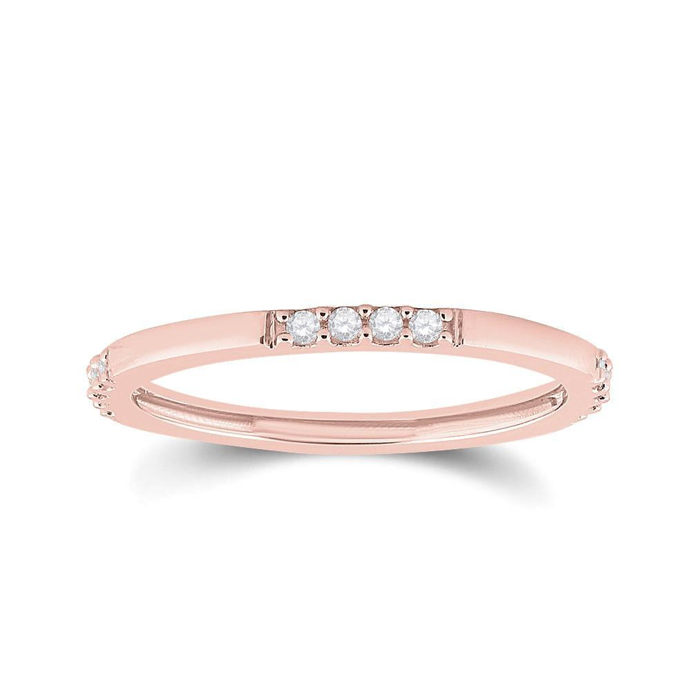 10kt Rose Gold Womens Round Diamond Stackable Band Ring 1/10 Cttw