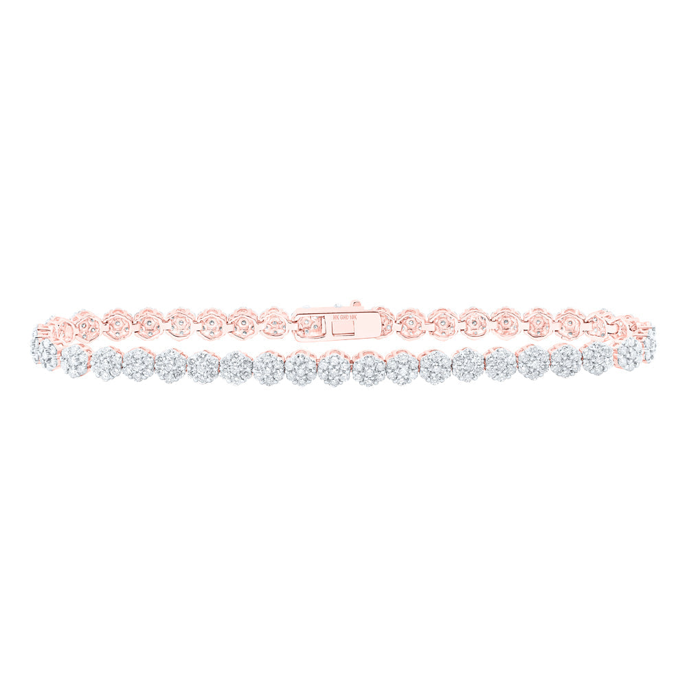 10kt Rose Gold Womens Round Diamond Fashion Bracelet 3-1/5 Cttw