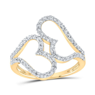 10kt Yellow Gold Womens Round Diamond Heart Ring 5/8 Cttw