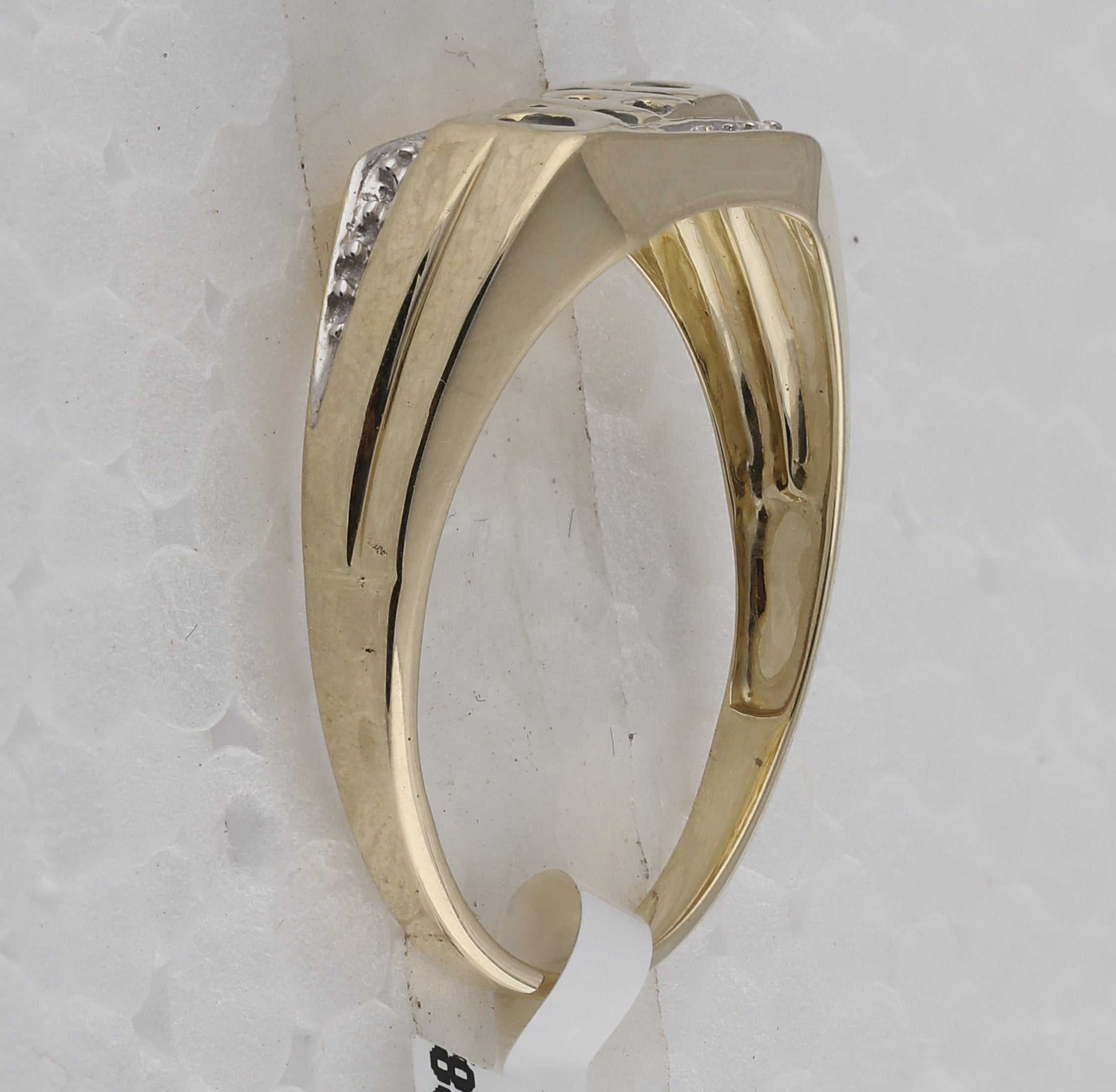 10kt Yellow Gold Mens Round Diamond Dad Father Ring .01 Cttw