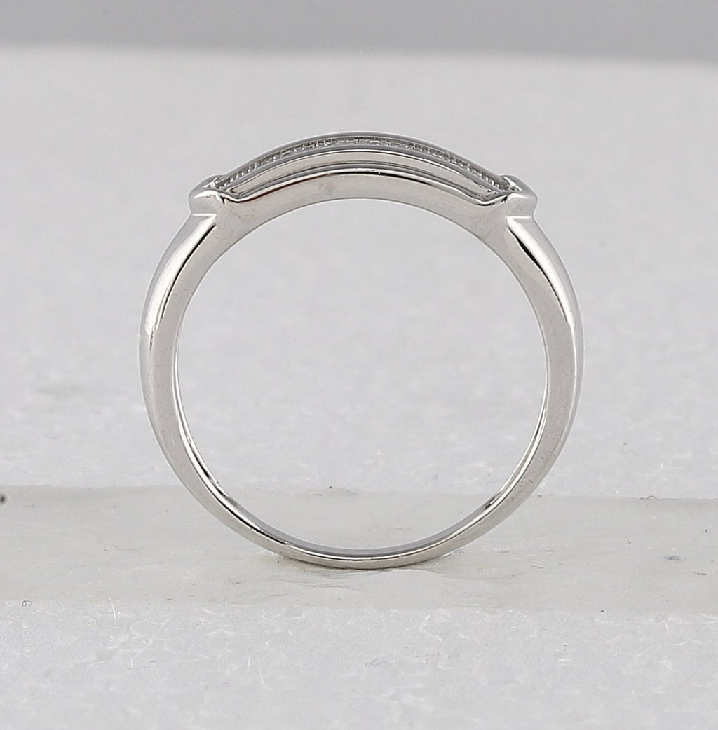 Sterling Silver Round Diamond Square Bridal Wedding Ring Band Set 1/5 Cttw