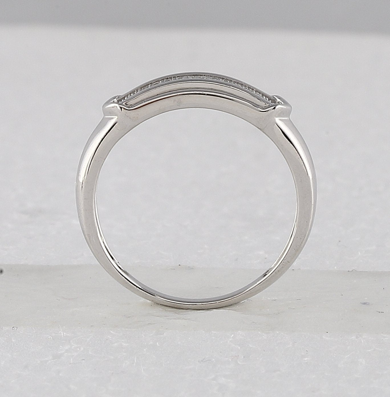 Sterling Silver Round Diamond Square Bridal Wedding Ring Band Set 1/5 Cttw